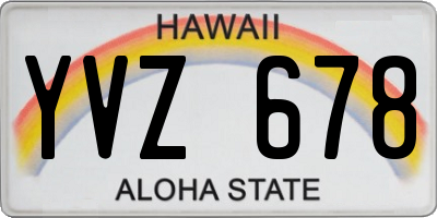 HI license plate YVZ678