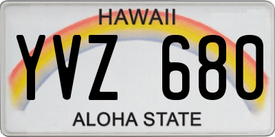 HI license plate YVZ680