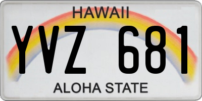 HI license plate YVZ681