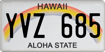 HI license plate YVZ685
