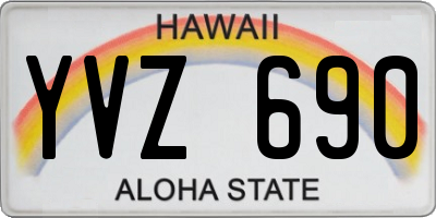 HI license plate YVZ690