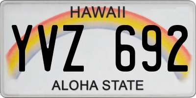 HI license plate YVZ692