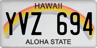 HI license plate YVZ694