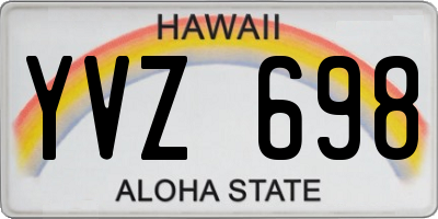 HI license plate YVZ698