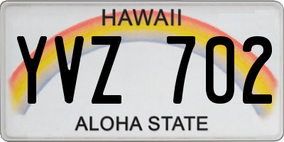 HI license plate YVZ702