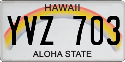 HI license plate YVZ703