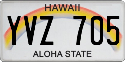 HI license plate YVZ705