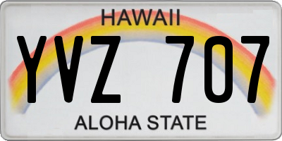 HI license plate YVZ707