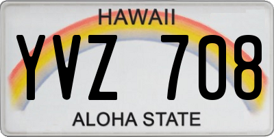 HI license plate YVZ708