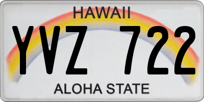 HI license plate YVZ722