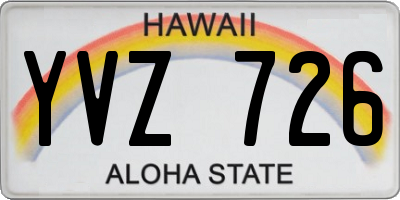 HI license plate YVZ726