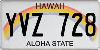 HI license plate YVZ728