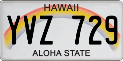 HI license plate YVZ729