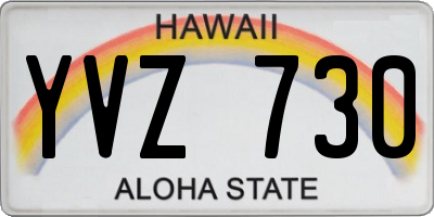 HI license plate YVZ730