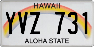 HI license plate YVZ731
