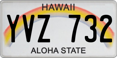 HI license plate YVZ732