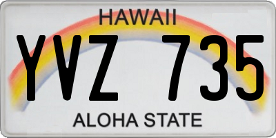 HI license plate YVZ735