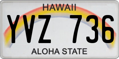 HI license plate YVZ736