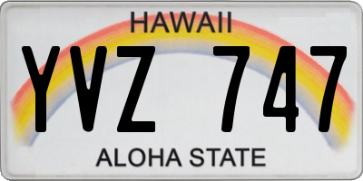 HI license plate YVZ747