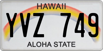 HI license plate YVZ749