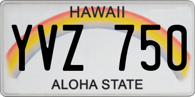 HI license plate YVZ750