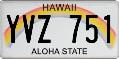 HI license plate YVZ751
