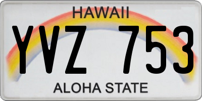 HI license plate YVZ753