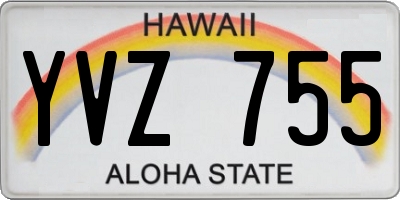 HI license plate YVZ755