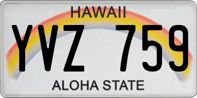 HI license plate YVZ759