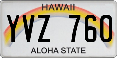 HI license plate YVZ760