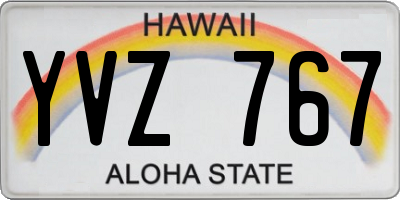 HI license plate YVZ767
