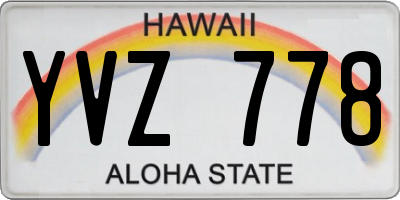 HI license plate YVZ778