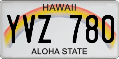 HI license plate YVZ780