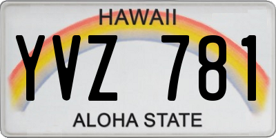 HI license plate YVZ781