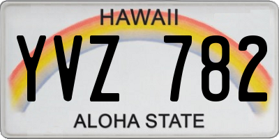 HI license plate YVZ782