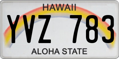 HI license plate YVZ783