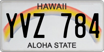HI license plate YVZ784