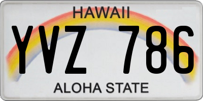 HI license plate YVZ786