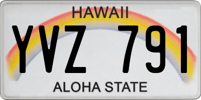HI license plate YVZ791