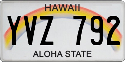 HI license plate YVZ792