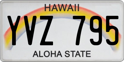 HI license plate YVZ795