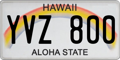 HI license plate YVZ800