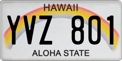 HI license plate YVZ801