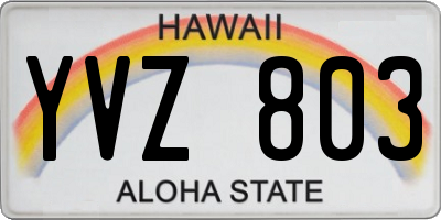 HI license plate YVZ803