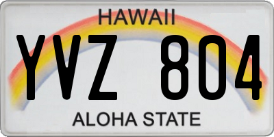 HI license plate YVZ804