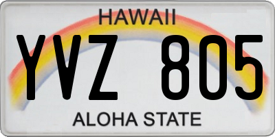 HI license plate YVZ805
