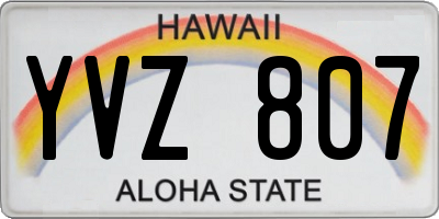 HI license plate YVZ807
