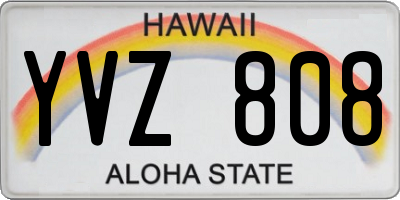 HI license plate YVZ808