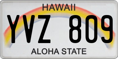 HI license plate YVZ809