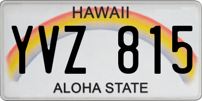 HI license plate YVZ815